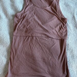 Latched Mama Ribbed Tank Top in Mauve Brown